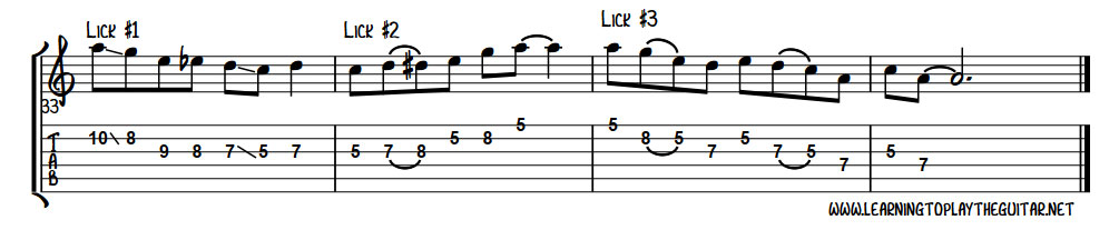 blues licks with no bends