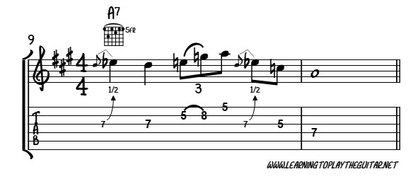 Blues note half bend lick 2