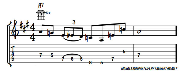 Blues note as a passing note