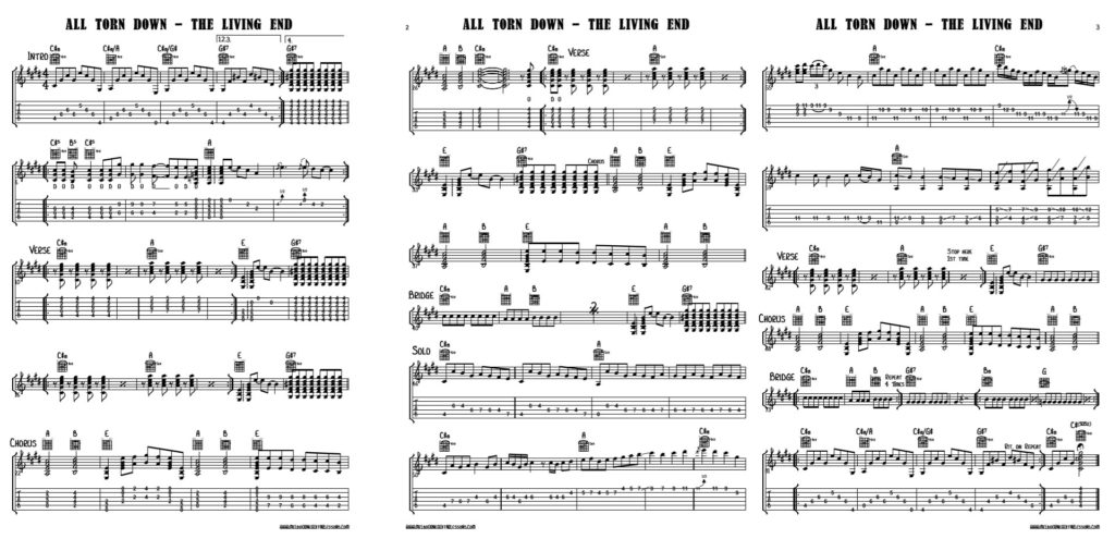 All Torn Down - The Living End Guitar Tab / Transcription