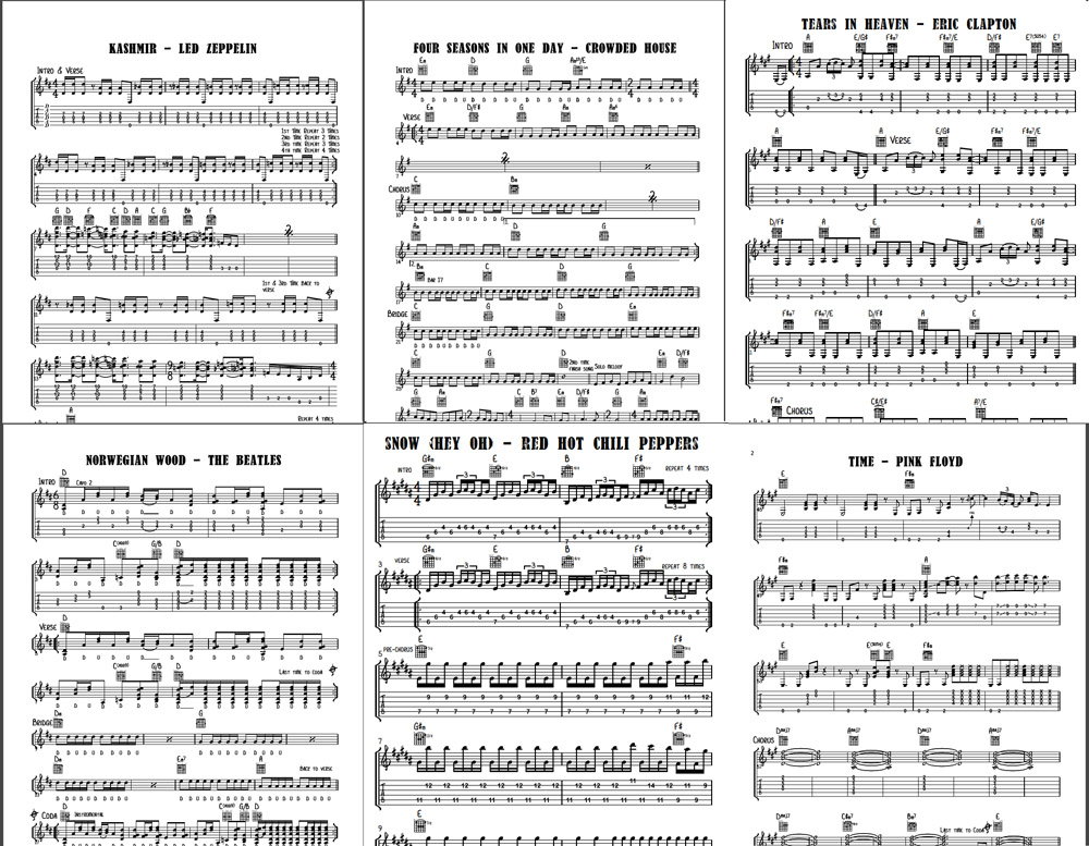 Free Guitar TAB Transcriptions in PDF format.
